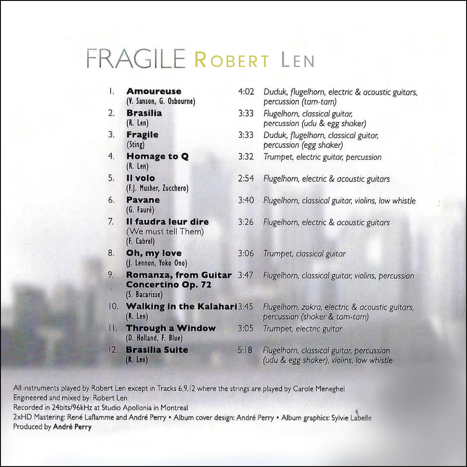 Robert Len – Fragile (CD) - Image 2